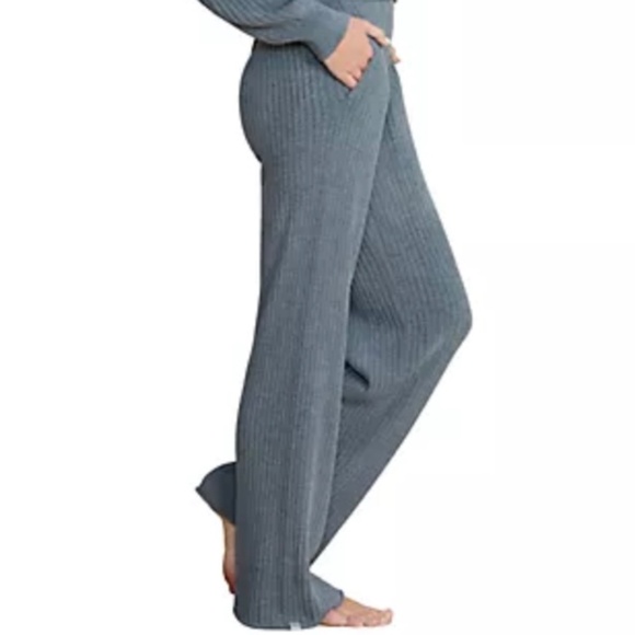 New Barefoot Dreams Women’s CozyChic Ultra Lite Rib Rolled Edge Pant Blue Cove - Picture 3 of 6